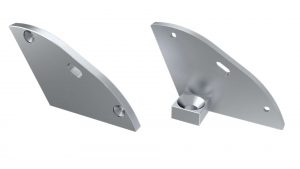 LUMINES ALU eindkap RETO zilver rechts met steun 30° met gat rechts