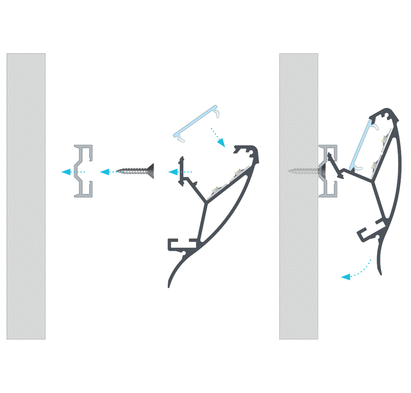 Montageconcept CONVA-profielsysteem met SPARO-montageprofiel