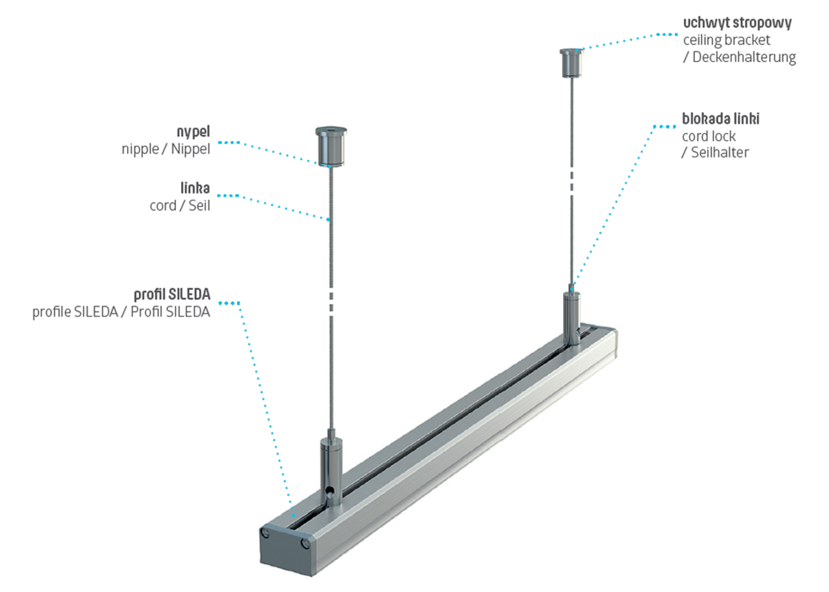 Installatie van SILEDA-profiel als hanglamp